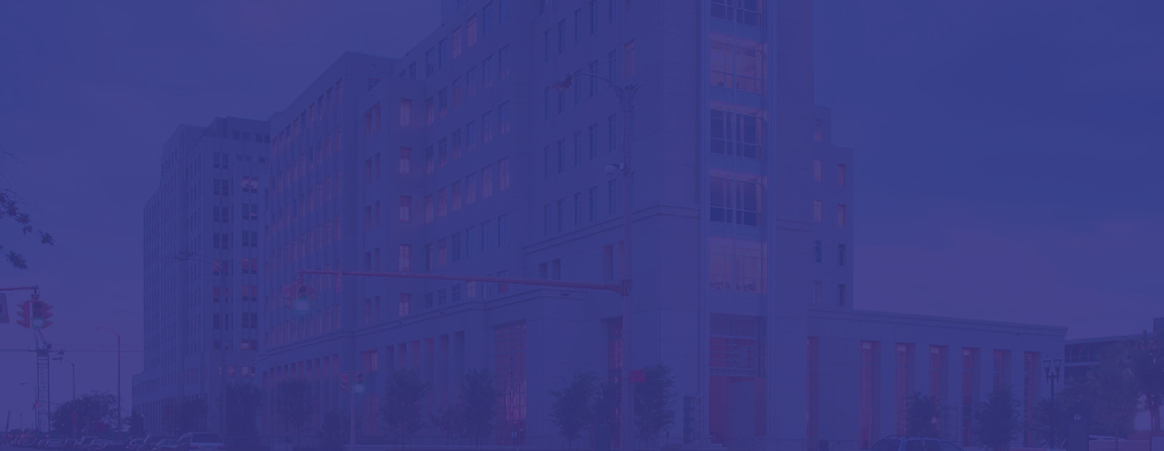 Iberville Building with blue overlay